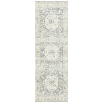 Jorvik French Country Blue Medallion Patterned Rug - 2'6"x7'6"
