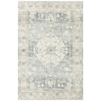 Jorvik French Country Blue Medallion Patterned Rug - 5'x7'6"