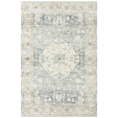 Jorvik French Country Blue Medallion Patterned Rug - 7'6"x9'6"