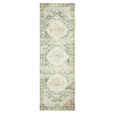 Jorvik French Country Green Medallion Patterned Rug - 2'2"x3'8"