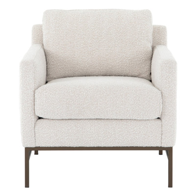 Lilian Industrial Off White Performance Boucle Bronze Iron Frame Arm Chair