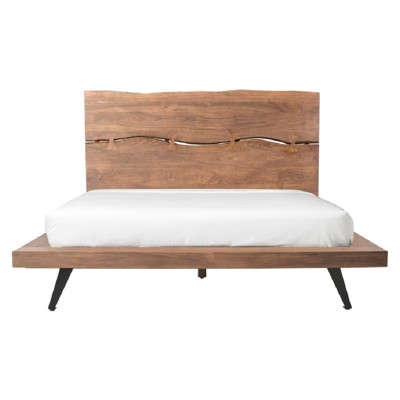 Atlas Rustic Lodge Brown Solid Acacia Wood Platform Bed - King