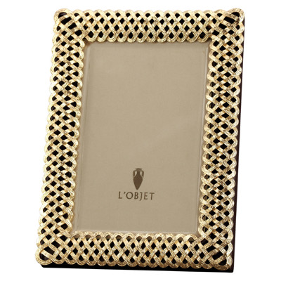 L'Objet Braid Hollywood Regency Gold Plated Beveled Glass Photo Frame - 5x7