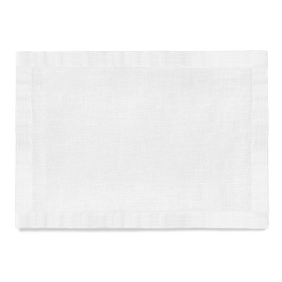 L'Objet Sateen Modern Classic White Linen Placemats - Set of 4