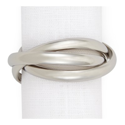 L'Objet Three Ring Modern Classic Platinum Plated Napkin Ring - Set of 4