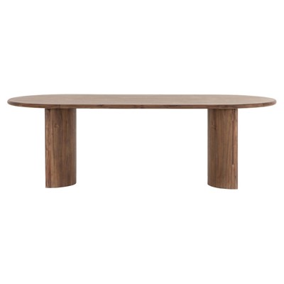 Haiden Paden Oval Wood Seasoned Brown Acacia Solid Dining Table