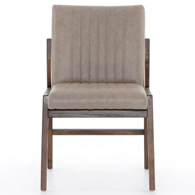 Westgate Alice Leather Beech Wood Gray Upholstered Side Dining Chair (Set of 2)