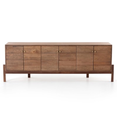 Rissa Mid Century Modern Brown Acacia Wood Media Console