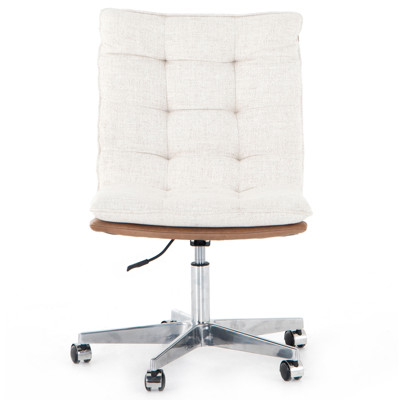 Amir Modern Tufted Cream Upholstered Aluminum Casters Rolling Office Side Chair