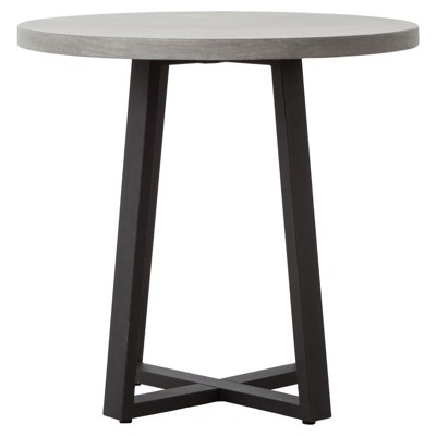 Maceo Modern Grey Stone Black Iron Round Outdoor Bistro Dining Table - Small - 31.5"W