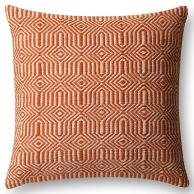Norric Modern Classic Orange Patterned Down Indoor Outdoor Throw Pillow - 22x22