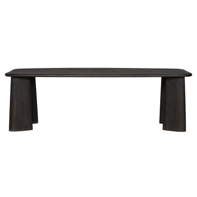 Laura Rustic Lodge Black Oak Wood Round Edge Classic Dining Table - 96"W