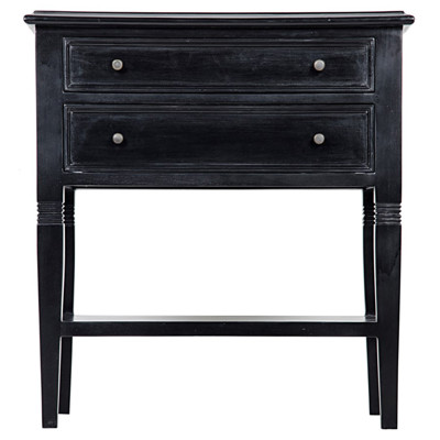 Noir GTAB246HB Oxford 30 X 28 inch Hand Rubbed Black Side Table, 2 Drawer