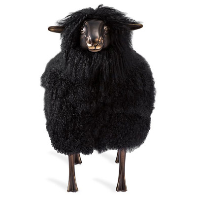 Leon Modern Classic Black Sheepskin Antique Bronze Sheep Statue