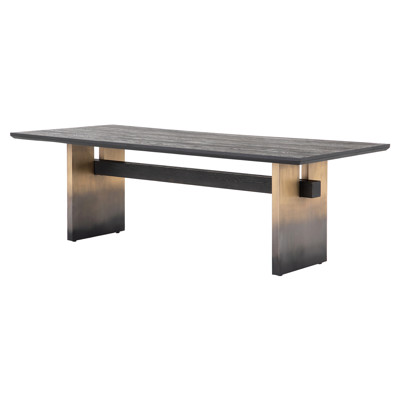 Coen Industrial Loft Black Oak Wood Rectangular Dining Table - 94"W