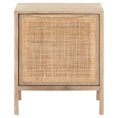 Rhian Coastal Natural Woven Cane Mango Wood Removable Shelf Right Facing Nightstand