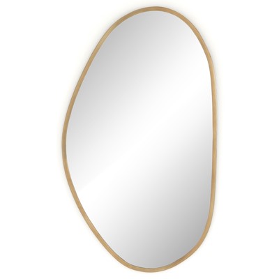 Bryan Industrial Loft Gold Iron Frame Clear Glass Wall Mounted Mirror