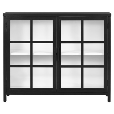 Elizabeth Modern Classic Black Iron Glass Sideboard