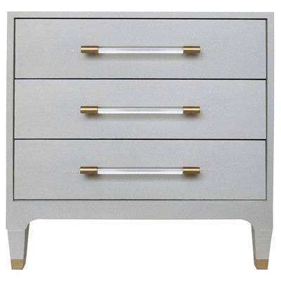 Worlds Away Amber Regency Grey Shagreen Clear Acrylic Gold Accent Nightstand