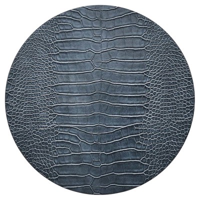 Croco Rustic Lodge Cadet Blue Round Placemat - Set of 4