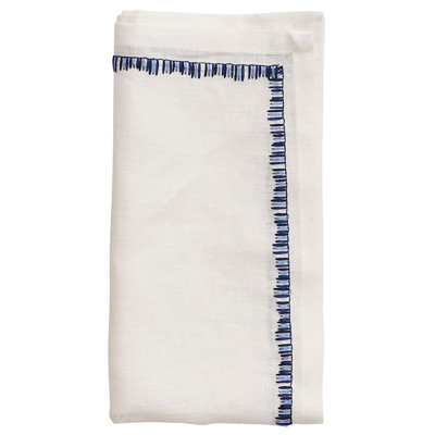 Filament Coastal Navy Embroidered Linen Napkin - Set of 4