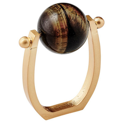 Mineral Global Brown Stone Gold Metal Napkin Ring - Set of 4