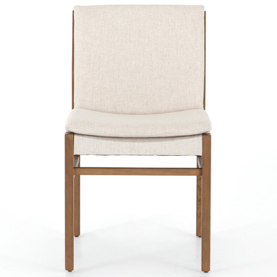 Elena Modern Classic Brown Wood Frame White Performance Dining Side Chair