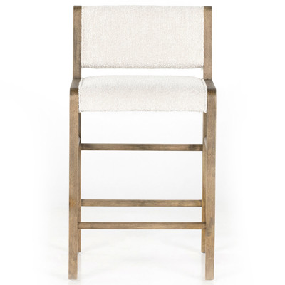Irondale Charon Upholstered Solid Wood Knoll Natural Weathered Drift Counter Stool