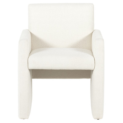 Mika Mid Century Modern Cream Performance Upholstered Dining Arm Chair