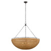 Visual Comfort Clovis Coastal Natural Wicker Aged Iron Dome Chandelier