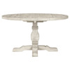 Becille French Country Distressed White Reclaimed Pine Round Dining Table - 55"