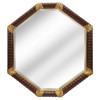 Acanthus Updated Traditional Brown Wood Octagonal Wall Mirror