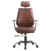 Reid Industrial Tufted Brown Upholstered Silver Iron Adjustable Office Chair