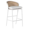 Havana Modern Performance Cushion White Frame Woven Cane Outdoor Bar Stool