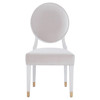 Riya French Off White Wood Frame Upholstered Seat King Louis Dining Chair