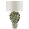 George Coastal Beach Green Sea Urchin Ceramic Base Bedside Table Lamp