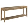 Gibson Rustic Lodge Vintage Brown Oak Brass Rectangular Console Table