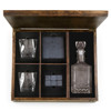 Michael Modern Classic Brown Oak Wood Whiskey Box with Decanter Gift Set