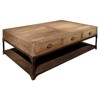 Luca Industrial Reclaimed Wood Rustic Iron 3 Drawer Rectangular Coffee Table