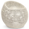 Palecek Manhattan Coastal Beach White Woven Vinyl Metal Frame Round Swivel Stool