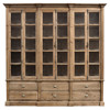 Dustin French Country Brown Pine Wood 6 Door Bookcase