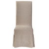 Luna French Country Beige Slipcovered Oak Wood Parsons Dining Chair