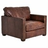 Darla Rustic Lodge Cigar Brown Leather Brass Nailhead Trim Club Arm Chair