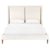 Patrice Rustic Lodge Beige Upholstered Natural Brown Wood Frame Bed - King