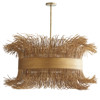 Filamento Coastal Antique Brass Banded Rattan Steel Chandelier