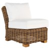 Montauk Brown Wicker White Cushion Outdoor Slipper Lounge Chair