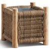 Larry Coastal Beach Natural Woven Rattan Square Planter - Small