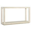 Frederick Coastal Beach Cream Burlap Wrap Oak Wood Bronze Metal Accent Console Table