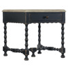Czar French Country Distressed Brown Top Black Maple Wood Side End Table