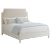 Coastal White Mahogany Beige Performance Upholstered Bed - Queen